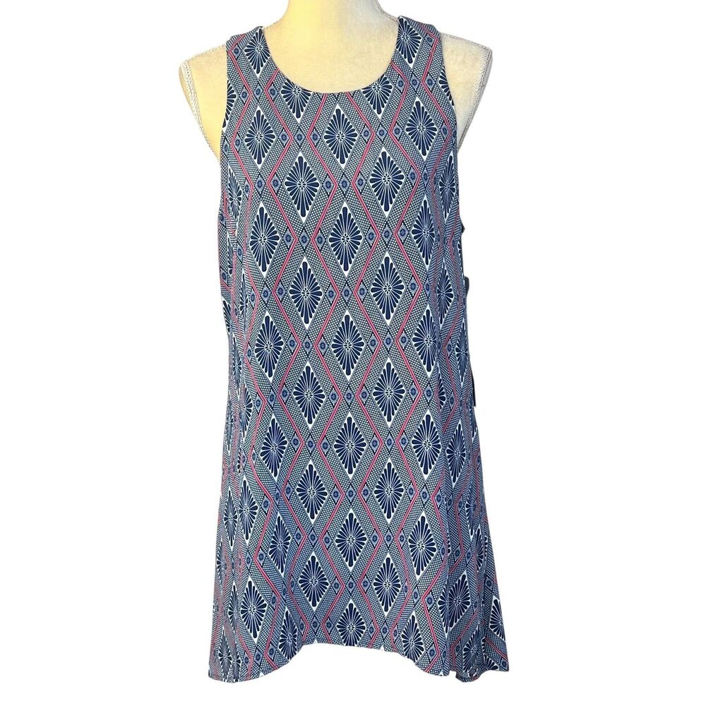 Karen Kane Women's Sleeveless Hi Low Dress Geometric Print Lined Made USA Size L